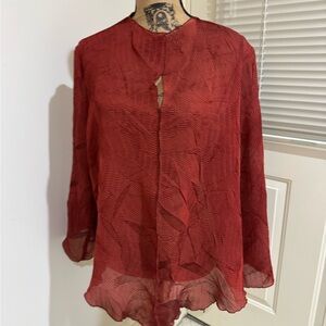 A’GI Brooks vintage brick Patterned Women's sheer and light Blouse size L / Xl